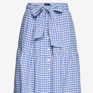 Polo Ralph Lauren Linen Gingham Tiered Skirt